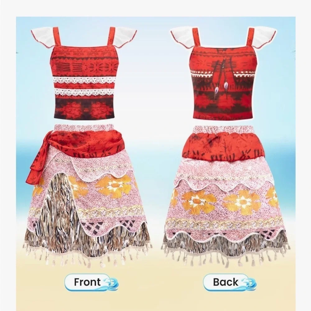 NWT 3-4 YRS Polynesian Princess Costume - Red and Brown Moana Inspired